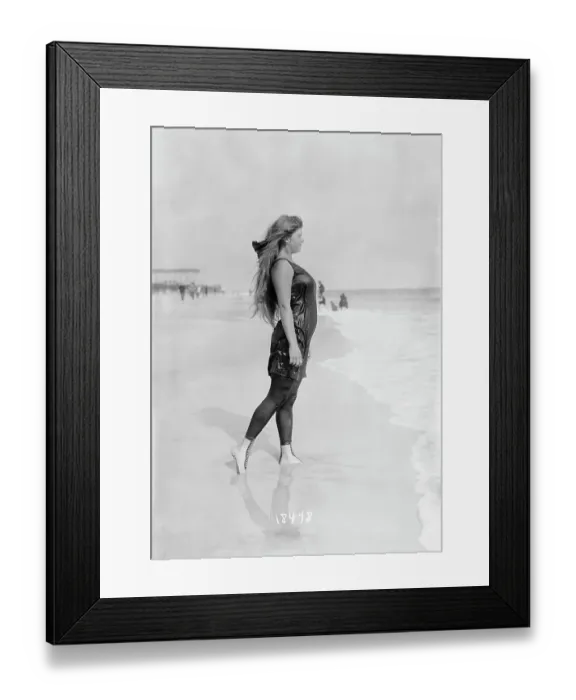 Framed Print : Profile of Young Woman on Beach Framed Print : Profile of Young Woman on Beach
