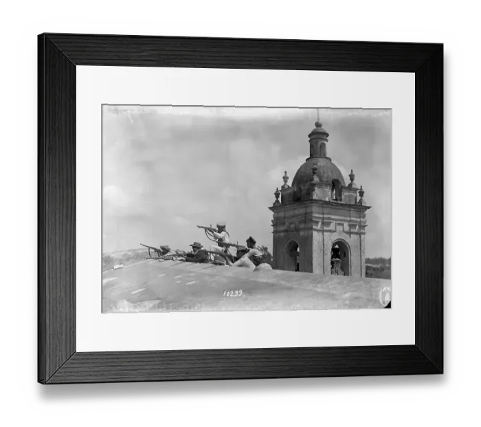 Framed Print : Soldiers on Roof of Church Framed Print : Soldiers on Roof of Church