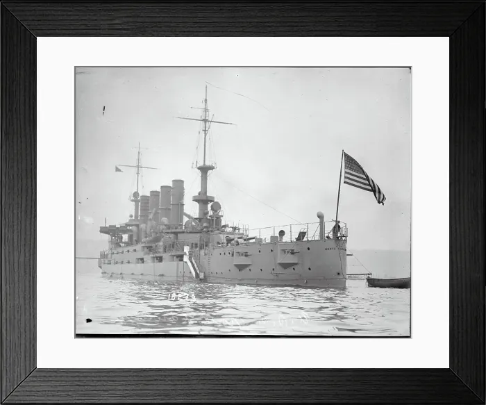 Framed Print : Ship with American Flag