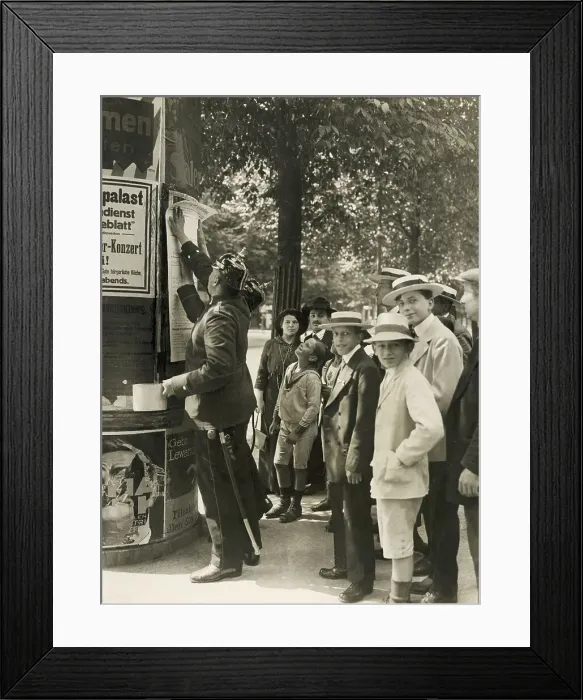 Framed Print : Two German Soldiers Posting Mobilization Notice