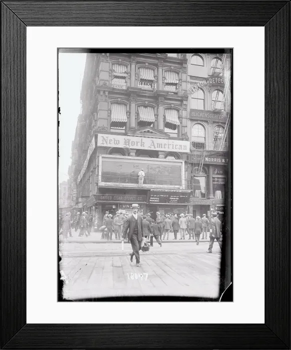 Framed Print : Large Crowd Reading Electronic News on Building Framed Print : Large Crowd Reading Electronic News on Building