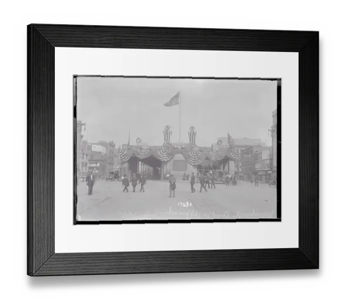 Framed Print : Flag Draped Stands Framed Print : Flag Draped Stands