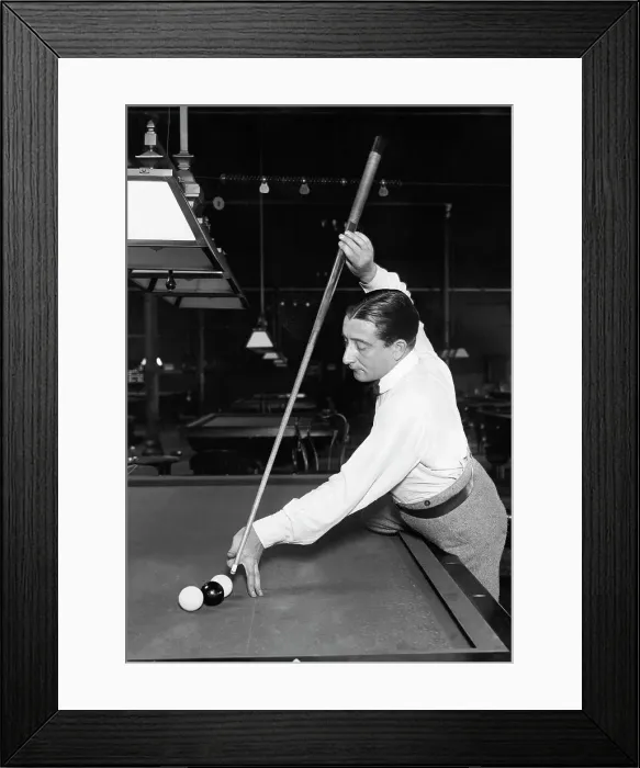 Framed Print : Billiard Player Setting Up To Take Shot Framed Print : Billiard Player Setting Up To Take Shot