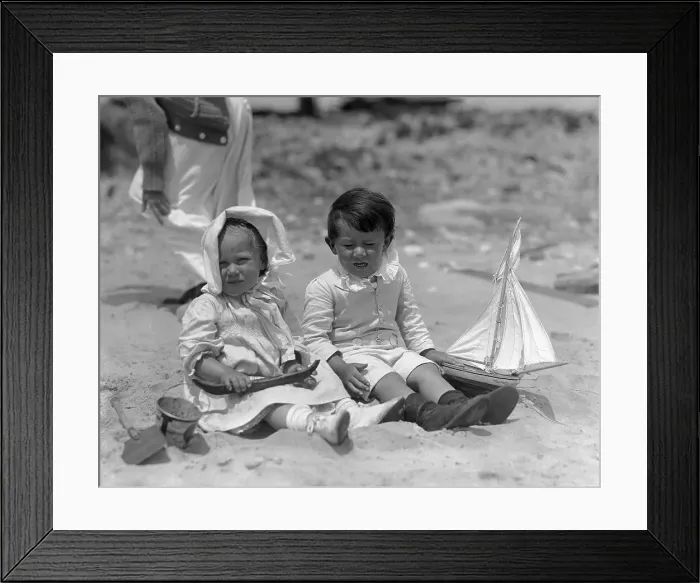 Framed Print : Toddlers (2-3 years) on beach. Narragansett, Rhode Island, USA. July 22, 1914 Framed Print : Toddlers (2-3 years) on beach. Narragansett, Rhode Island, USA. July 22, 1914