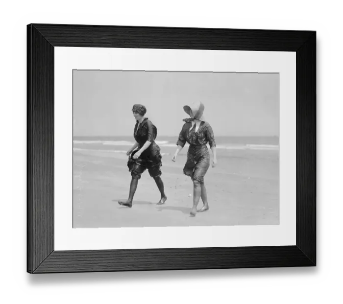 Framed Print : Society Women Strolling the Beach Framed Print : Society Women Strolling the Beach