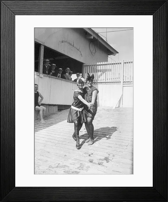 Framed Print : Women Dancing the Tango at Beach