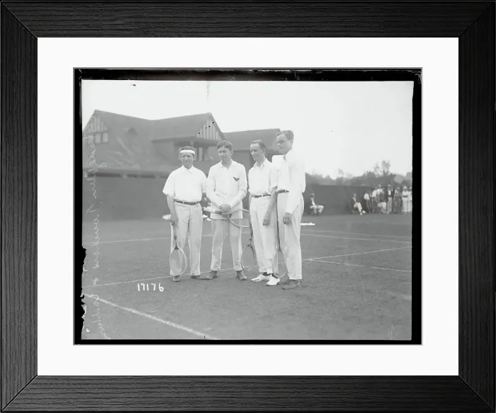 Framed Print : Tennis Players Posing on Court Framed Print : Tennis Players Posing on Court