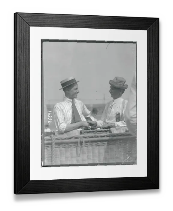 Framed Print : Men Shaking Hands at Balloon Races Framed Print : Men Shaking Hands at Balloon Races