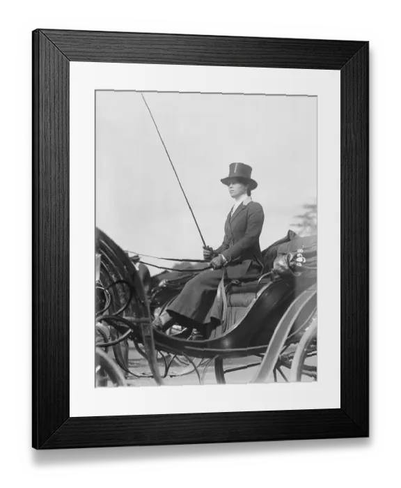 Framed Print : Woman in Horsedriven Buggy Framed Print : Woman in Horsedriven Buggy