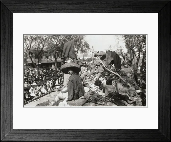 Framed Print : Young Men Working Atop Trains