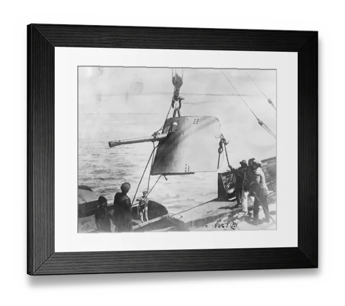 Framed Print : Raising Artillery from Ship Framed Print : Raising Artillery from Ship