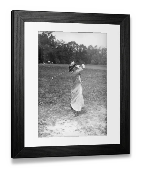 Framed Print : Lillian Hyde Swings Golf Club Outside Framed Print : Lillian Hyde Swings Golf Club Outside