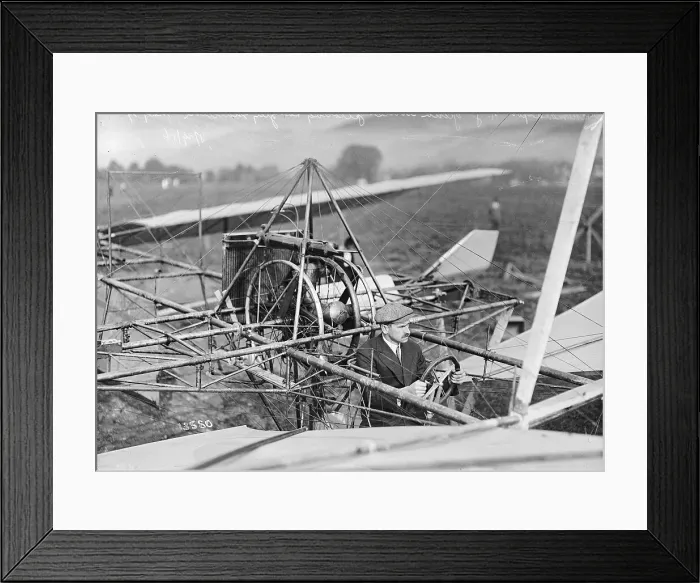 Framed Print : Pilot in Early Flying Machine Framed Print : Pilot in Early Flying Machine