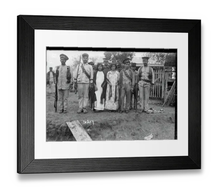 Framed Print : Soldiers Protecting Wives and Daughters Framed Print : Soldiers Protecting Wives and Daughters