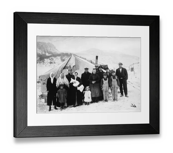 Framed Print : Italian Family in Tent Colony Before War Framed Print : Italian Family in Tent Colony Before War