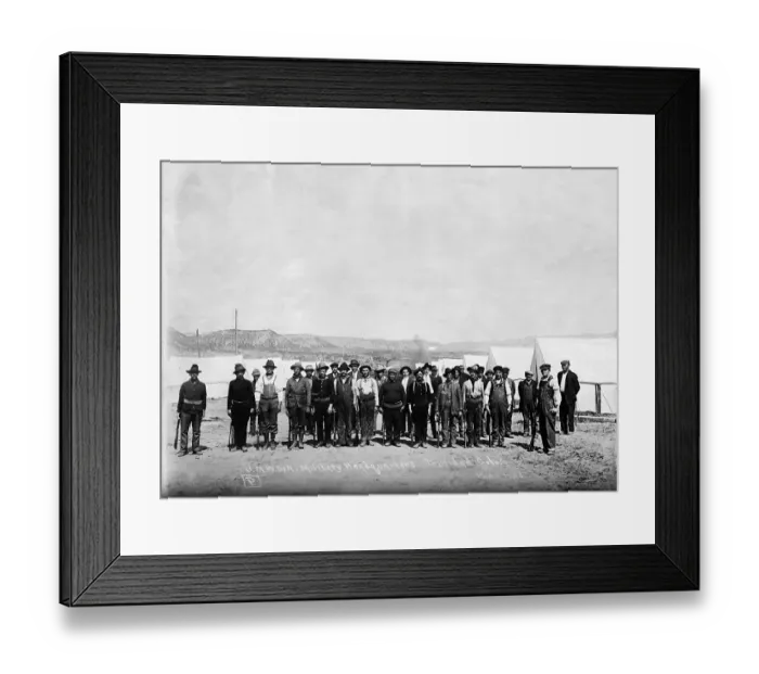 Framed Print : Armed Miners Grouped by White Tents Framed Print : Armed Miners Grouped by White Tents