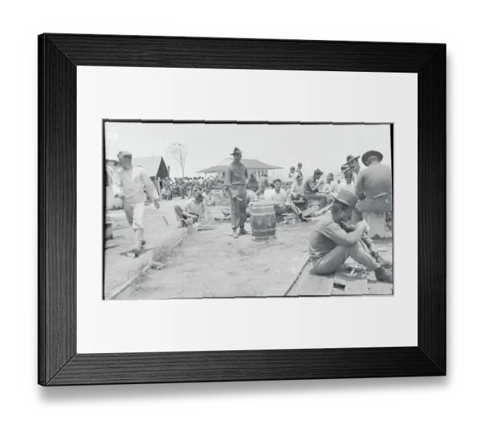 Framed Print : Marines Eating Around Camp Framed Print : Marines Eating Around Camp