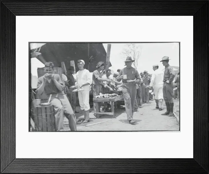 Framed Print : Troops at Camp During Meal Time Framed Print : Troops at Camp During Meal Time