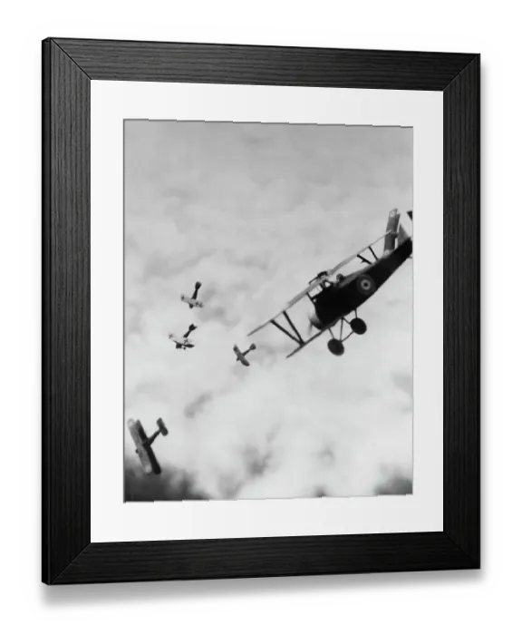 Framed Print : WWI British Bi-Plane Fighting Germans Framed Print : WWI British Bi-Plane Fighting Germans