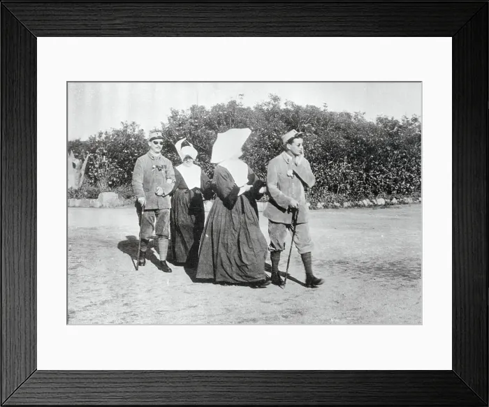 Framed Print : Wounded Soldiers Walking With Their Canes Framed Print : Wounded Soldiers Walking With Their Canes