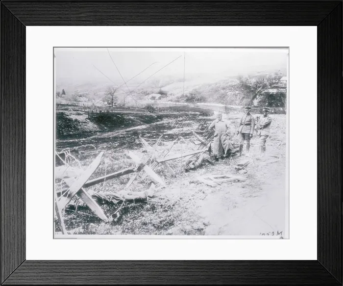 Framed Print : Officers Viewing Body of Russian Trapped in Barbed Wire Framed Print : Officers Viewing Body of Russian Trapped in Barbed Wire