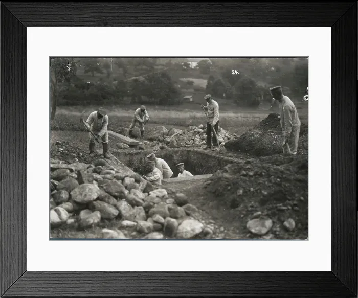 Framed Print : World War One Soldiers Preparing Burial Lot Framed Print : World War One Soldiers Preparing Burial Lot