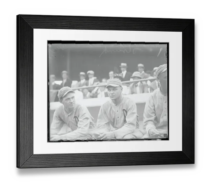 Framed Print : Amos Strunk and Teammates in Dugout Framed Print : Amos Strunk and Teammates in Dugout