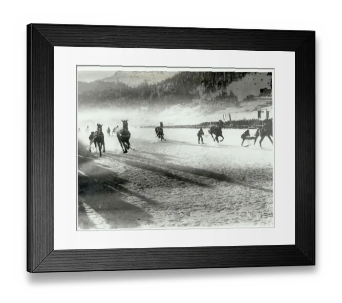 Framed Print : Ski-Joring on Lake in St. Moritz Framed Print : Ski-Joring on Lake in St. Moritz