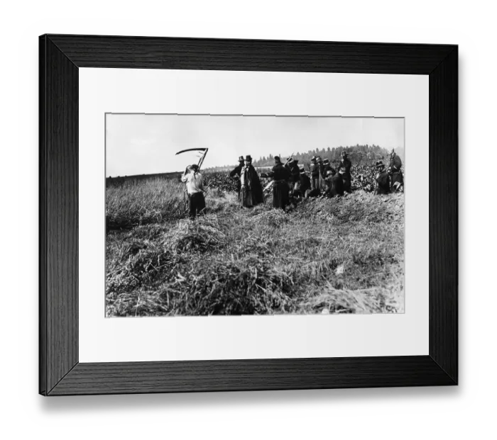 Framed Print : Soldiers Digging Trenches and Peasants Reaping Grain Framed Print : Soldiers Digging Trenches and Peasants Reaping Grain
