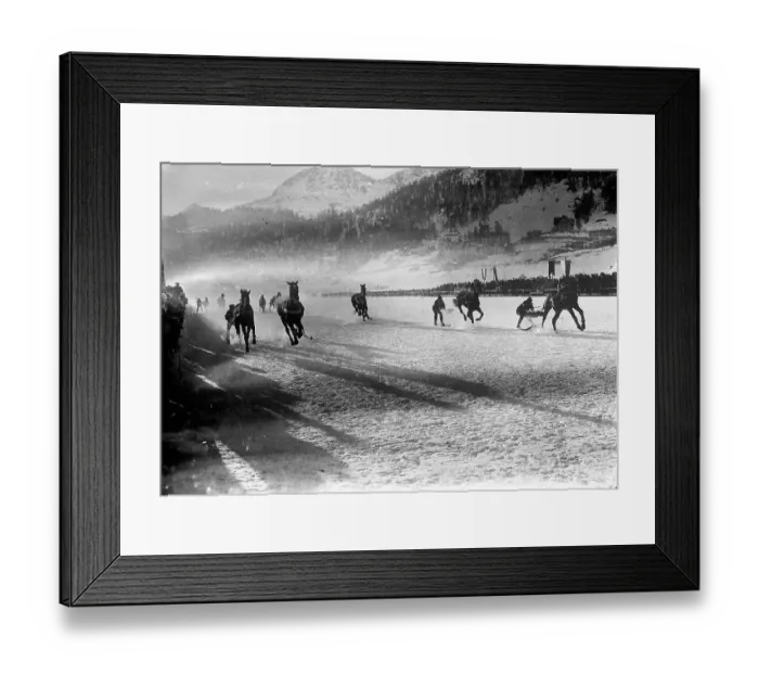 Framed Print : Horses Pull People on Frozen Lake