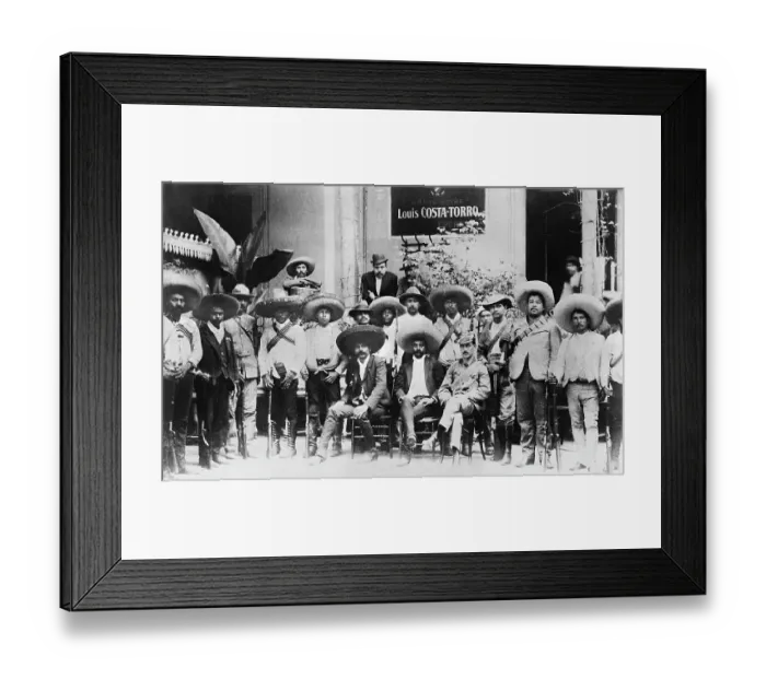 Framed Print : Emiliano Zapata Posing with His Men Framed Print : Emiliano Zapata Posing with His Men
