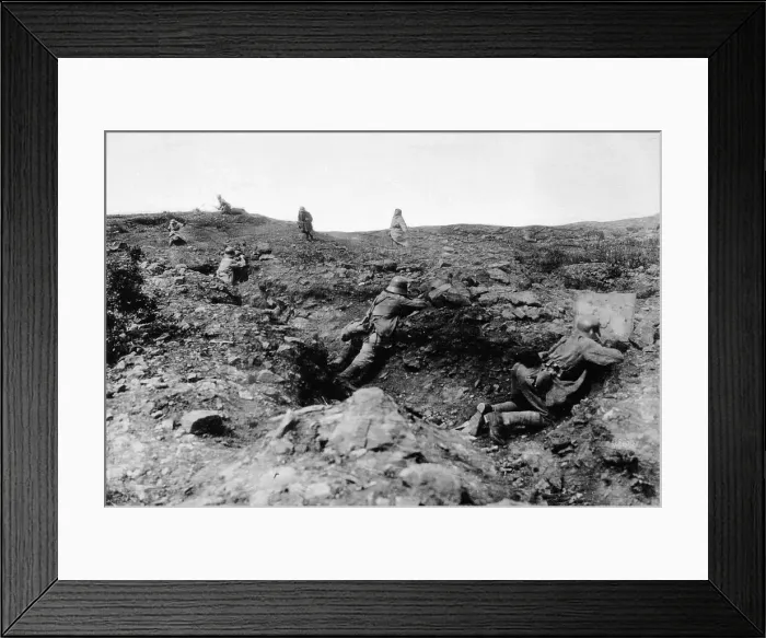 Framed Print : German Infantrymen Shooting at French Attackers Framed Print : German Infantrymen Shooting at French Attackers