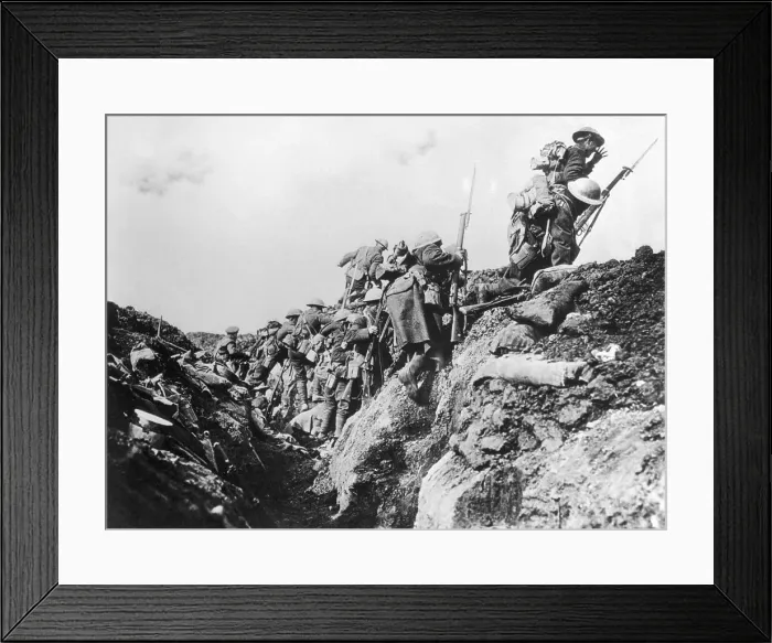 Framed Print : Canadian Soldiers Going into Action From Trench Framed Print : Canadian Soldiers Going into Action From Trench