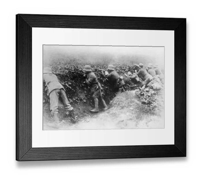 Framed Print : Soldiers Shooting From Their Trench Framed Print : Soldiers Shooting From Their Trench
