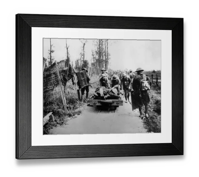 Framed Print : Soldiers Moving Bodies on Cart Framed Print : Soldiers Moving Bodies on Cart