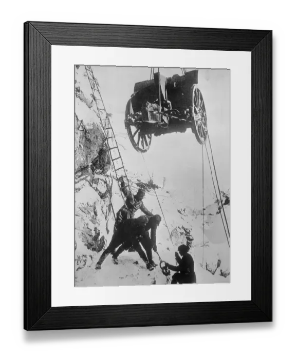 Framed Print : Italian Troops Hoisting Field Gun up Mountain Framed Print : Italian Troops Hoisting Field Gun up Mountain