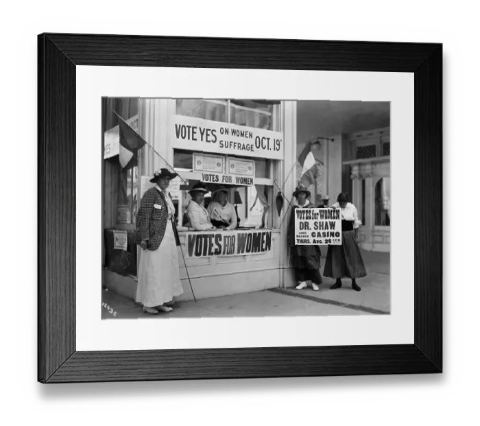 Framed Print : Activists at Women's Suffrage Booth Framed Print : Activists at Women's Suffrage Booth