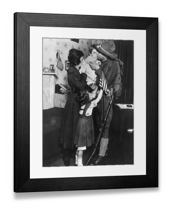 Framed Print : Soldier Saying Goodbye to Family