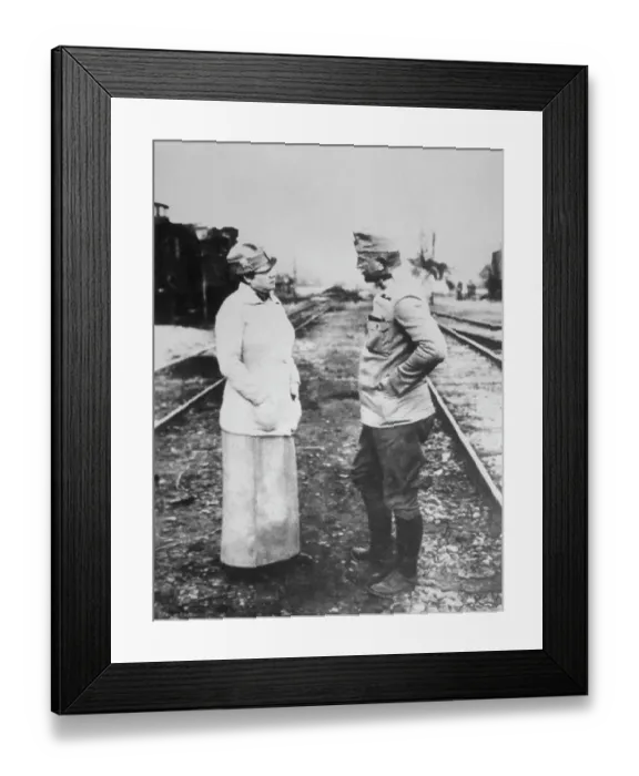 Framed Print : Nellie Bly Speaking with Austrian Officer Framed Print : Nellie Bly Speaking with Austrian Officer