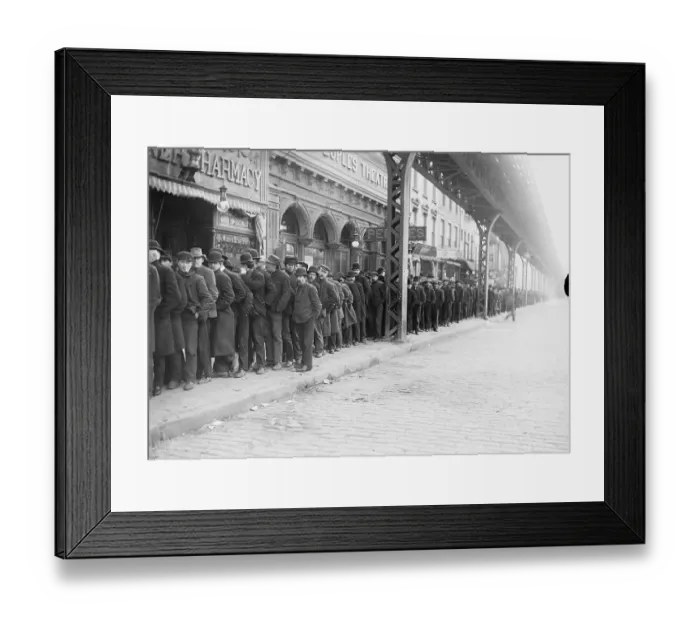 Framed Print : Men Standing in Bread Line