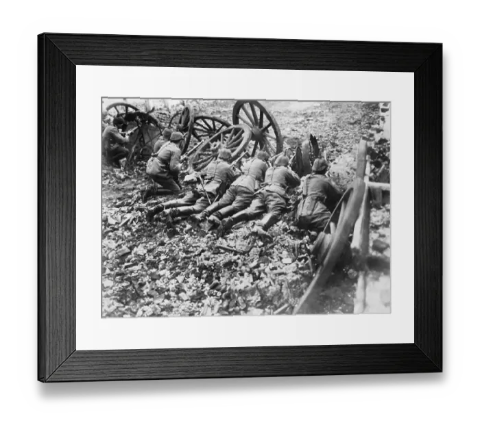 Framed Print : German Soldiers Behind Carriage Wheels Framed Print : German Soldiers Behind Carriage Wheels
