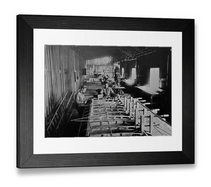 Framed Print : Men Working in Military Aircraft Plant Framed Print : Men Working in Military Aircraft Plant