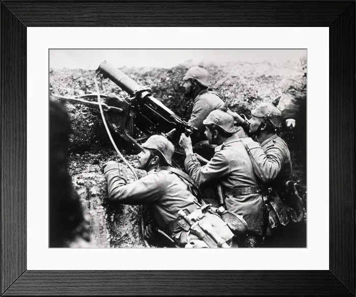 Framed Print : Soldiers Utilizing Machine Gun Framed Print : Soldiers Utilizing Machine Gun