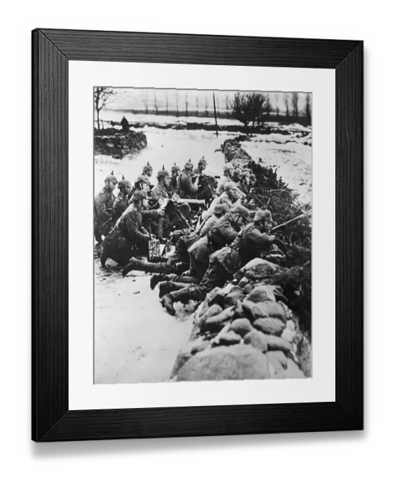 Framed Print : German Soldiers Taking Cover for Battle Framed Print : German Soldiers Taking Cover for Battle
