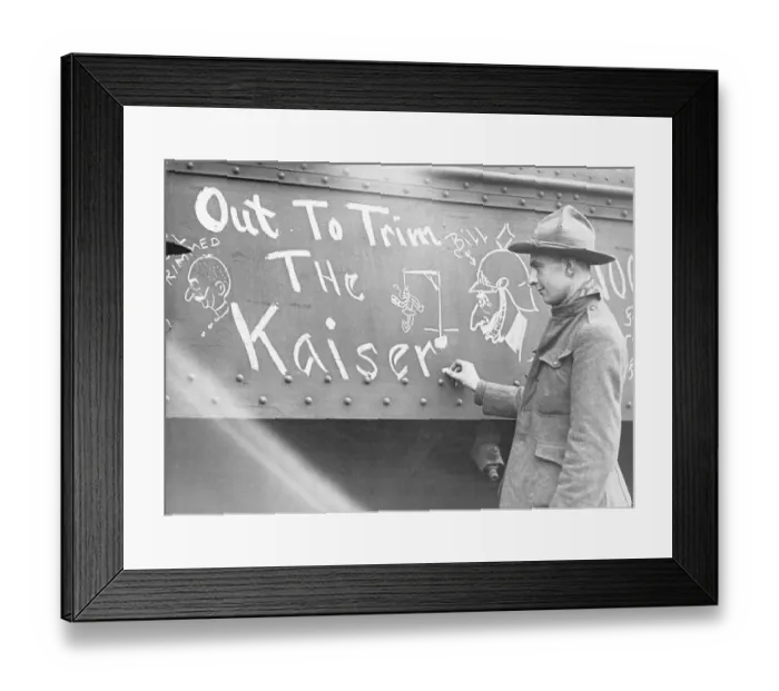 Framed Print : World War I Soldier Writing On Train Car