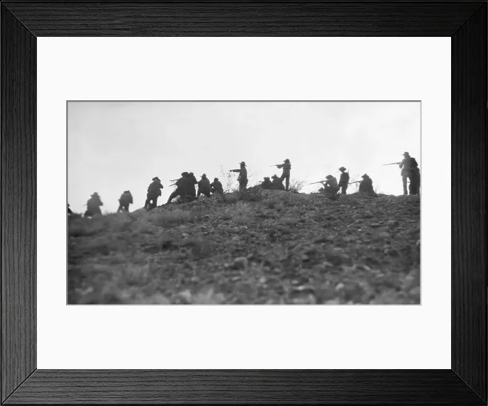 Framed Print : Pancho Villa and Troops on Hill with Rifles Framed Print : Pancho Villa and Troops on Hill with Rifles