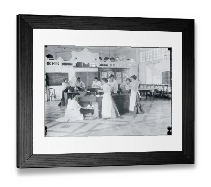 Framed Print : Girls Learning Types of Kitchen Work Framed Print : Girls Learning Types of Kitchen Work