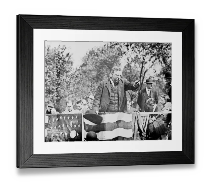 Framed Print : Theodore Roosevelt Speaking at Rostrum Podium Framed Print : Theodore Roosevelt Speaking at Rostrum Podium