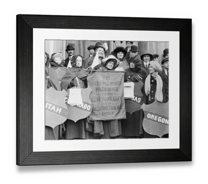 Framed Print : Suffragists Posing with Signs Framed Print : Suffragists Posing with Signs