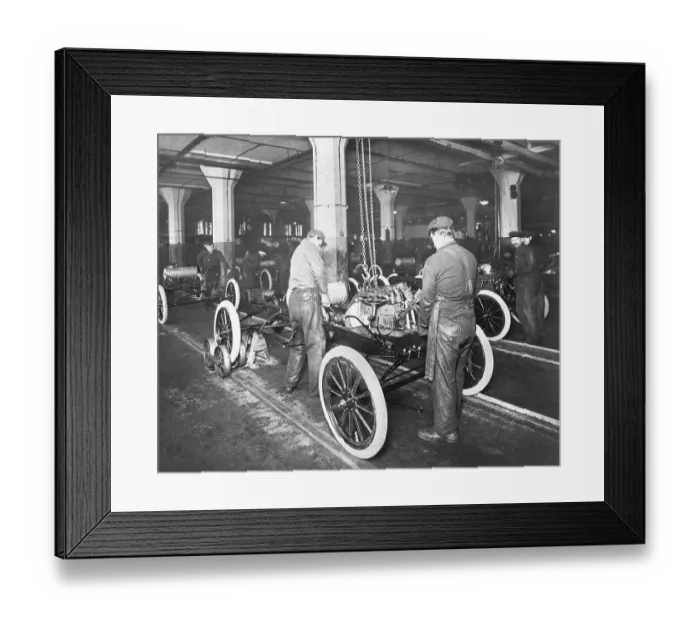 Framed Print : Assembling Model T Automobiles Framed Print : Assembling Model T Automobiles